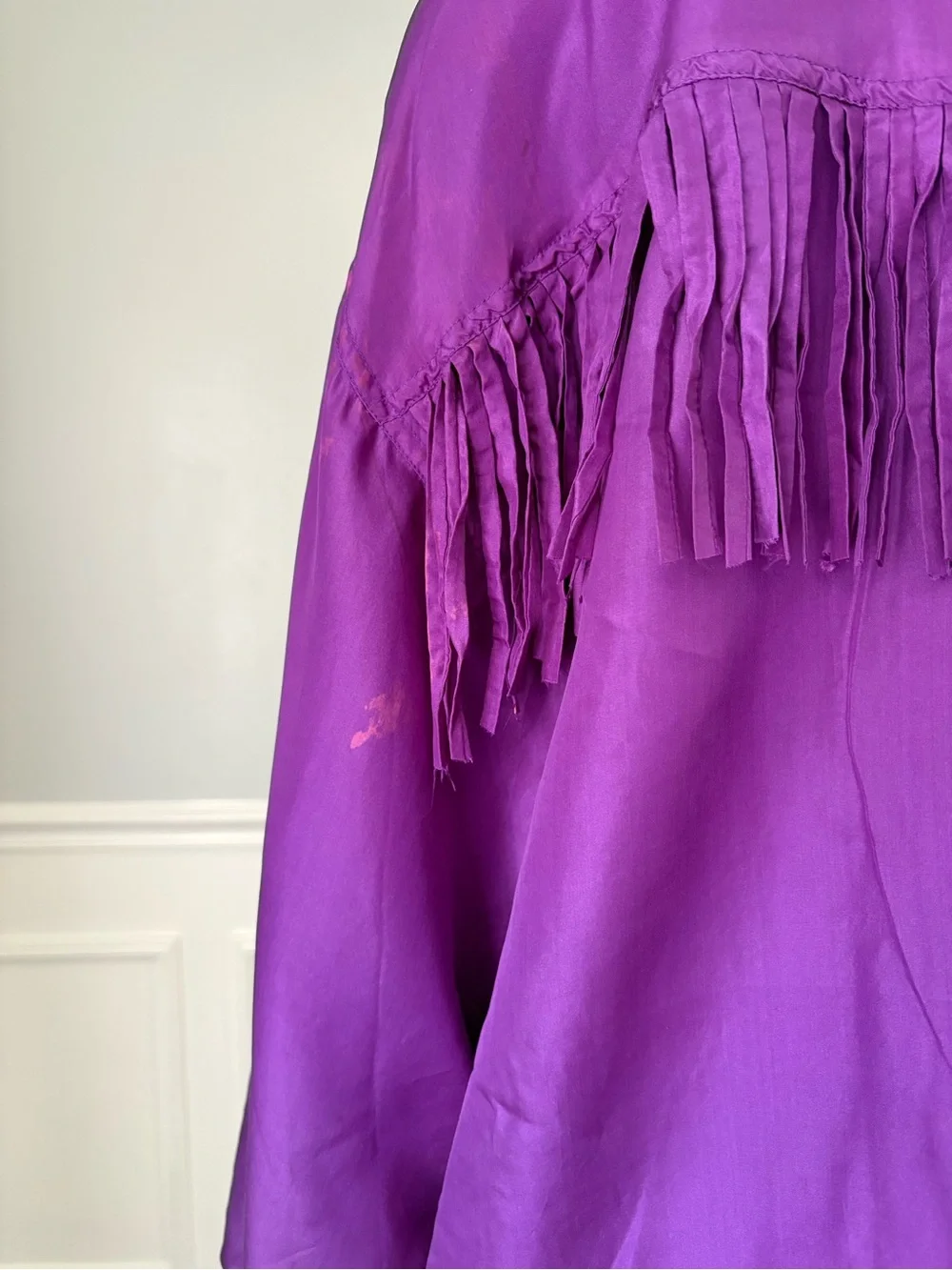 VTG Kathy White 100% Silk Fringe Tracksuit Set Purple Plus Size 4X NWT 1995